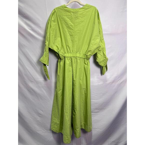 3.1 Phillip Lim x RTR Green Poplin V-Neck Midi Dress Size 10 with discoloration - Picture 5 of 11